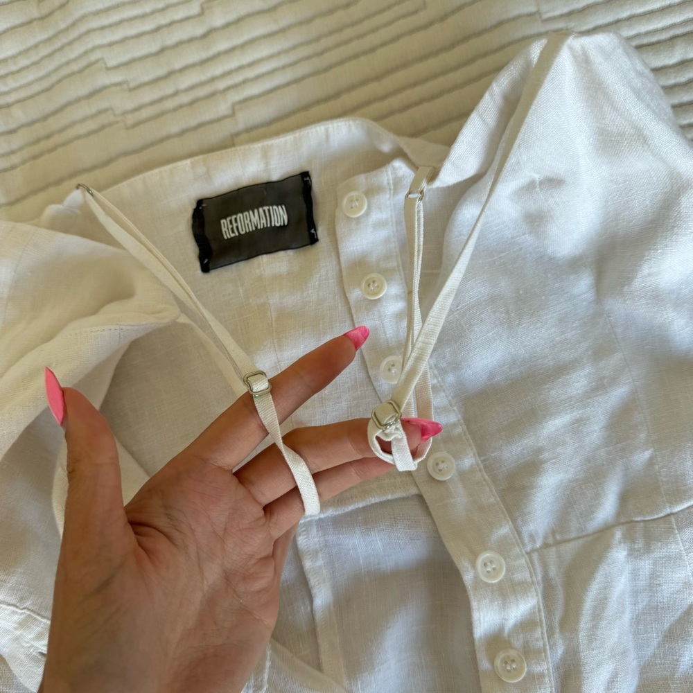 Reformation White Button-Up Linen Sundress - Picture 7 of 10